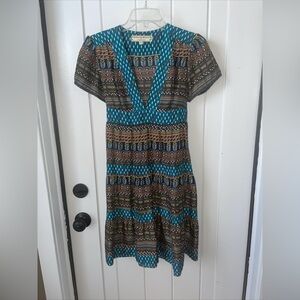 What Comes Around Goes Around Anthropologie 100% Silk SMALL Dress DAMAGED